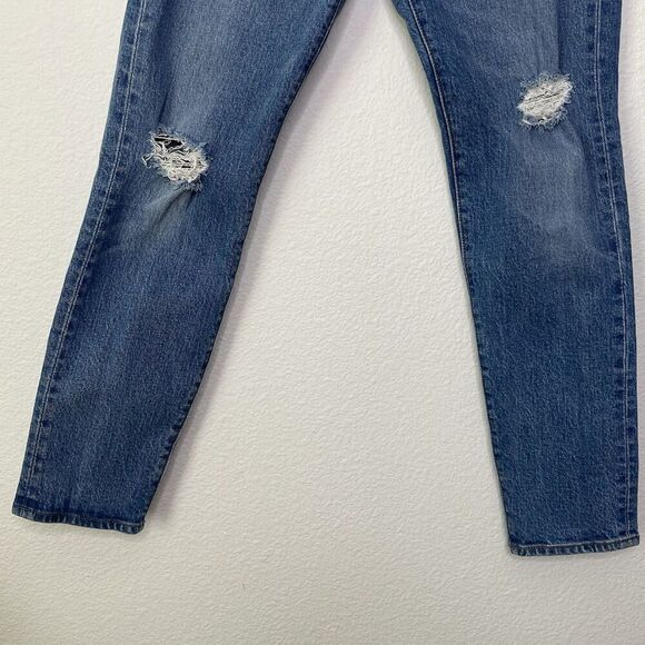 Levis Wedgie Skinny Ankle Jeans 28" Sz 26 Button Fly Mid Rise Distressed Denim - Picture 10 of 13